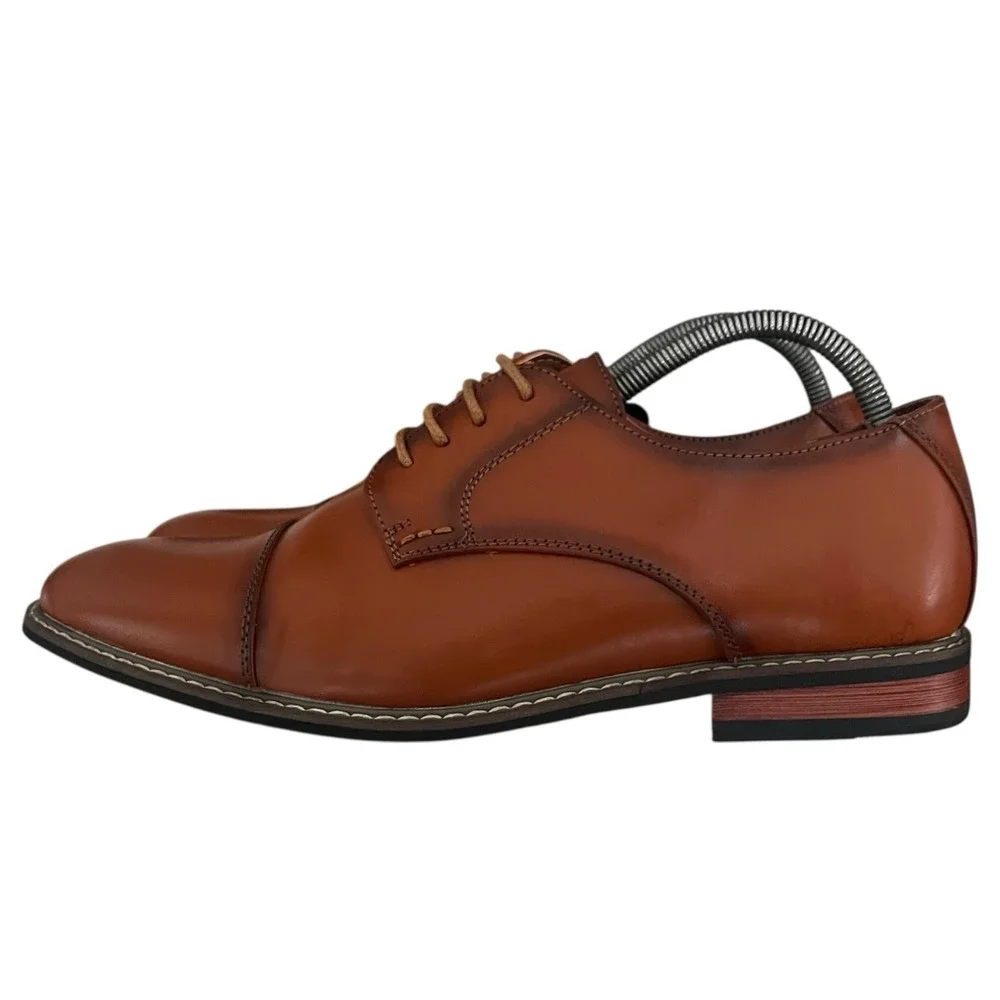 Jousen Milan Men's Brown Cap Toe Oxford Dress Shoes Lace‎ Up Size 10